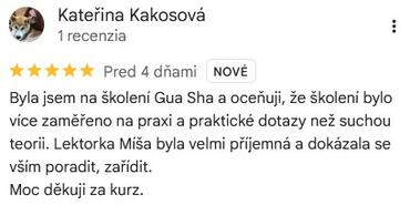 Reference ke kurzu: Gua Sha - regenerační čínská masáž od Kateřina Kakosová - Google Recenze