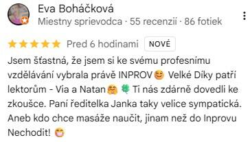 Reference ke kurzu: Základní masérský kurz přípravný (rekvalifikační) od Eva Boháčková - Google Recenze