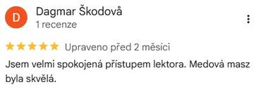 Reference ke kurzu: Medová detoxikační masáž od Dagmar Škodová - Google Recenze
